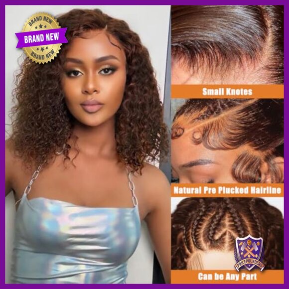 13x6 HD Lace Front Wig Human Hair 200 Density Deep Wave Bob 12 Inch